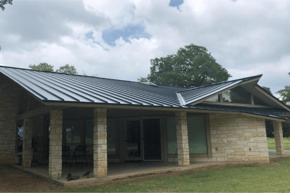 Backside of a home in Texas with metal roofing